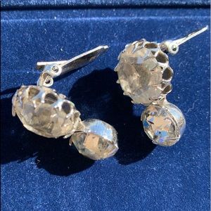 Clip earrings with two clear glass stones